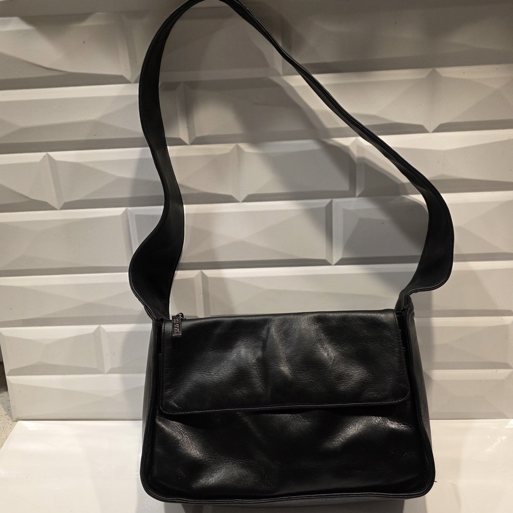 Vintage Black Leather Shoulder‎ Bag 111 STATE  Rectangular Purse Classic